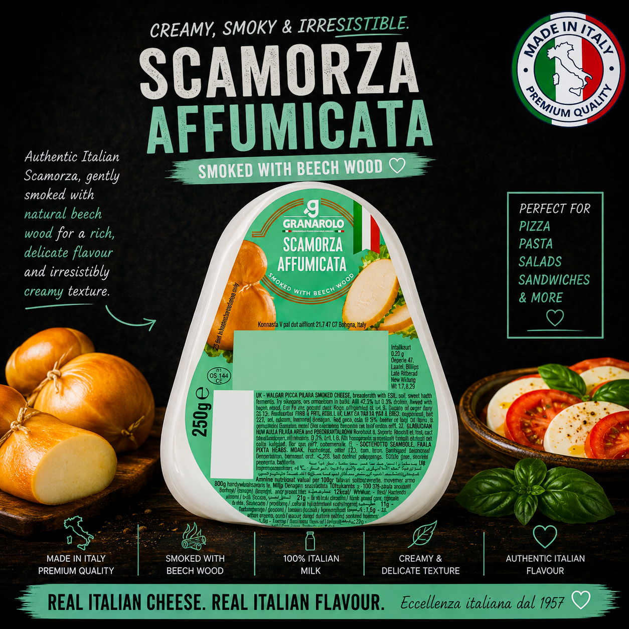 Granarolo Scamorza Affumicata Italian Mozzarella Cheese 250g (Smoked)