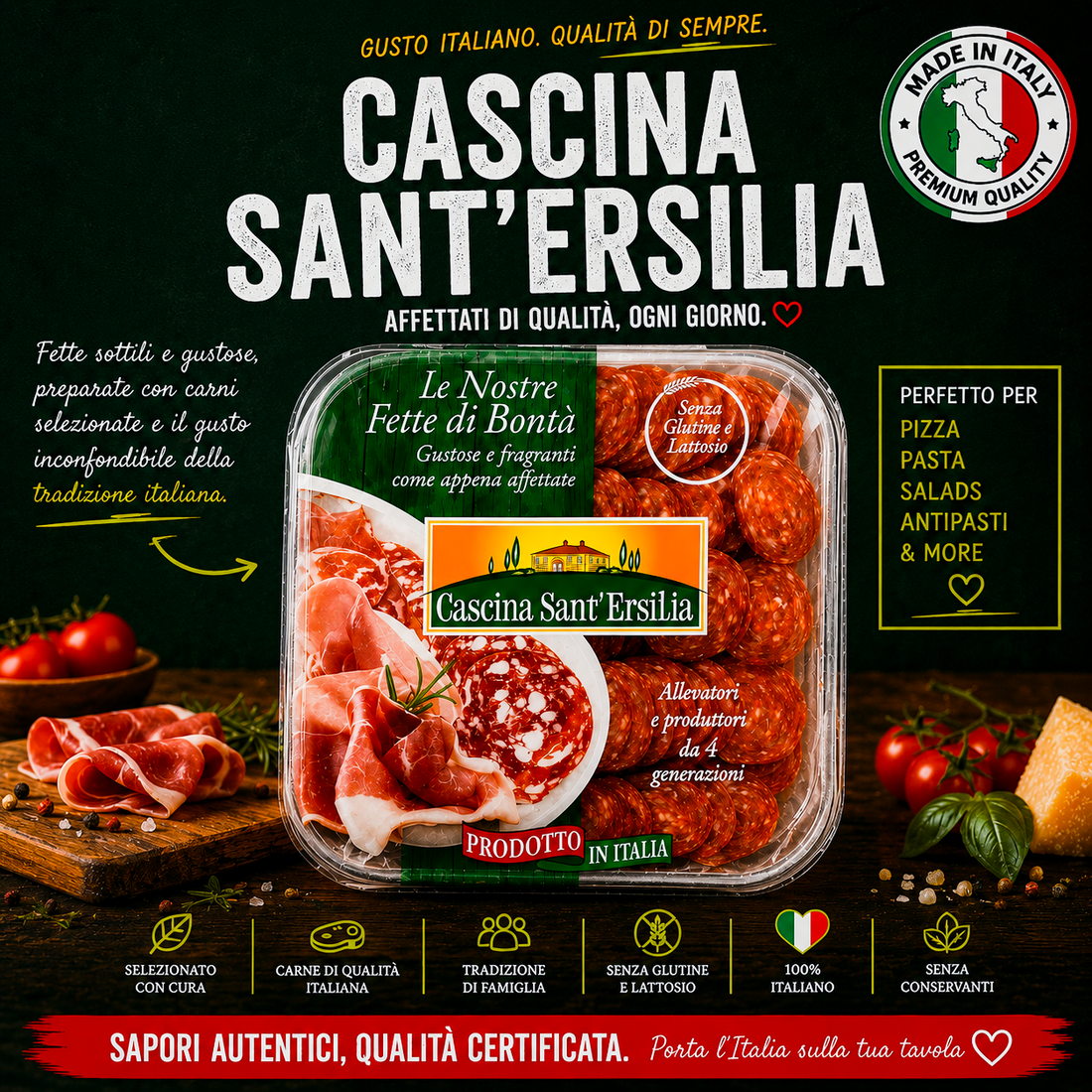 Spicy Neapolitan sliced pork sausage (Salsiccia Napoli Piccante) 1kg - Dough Dorks