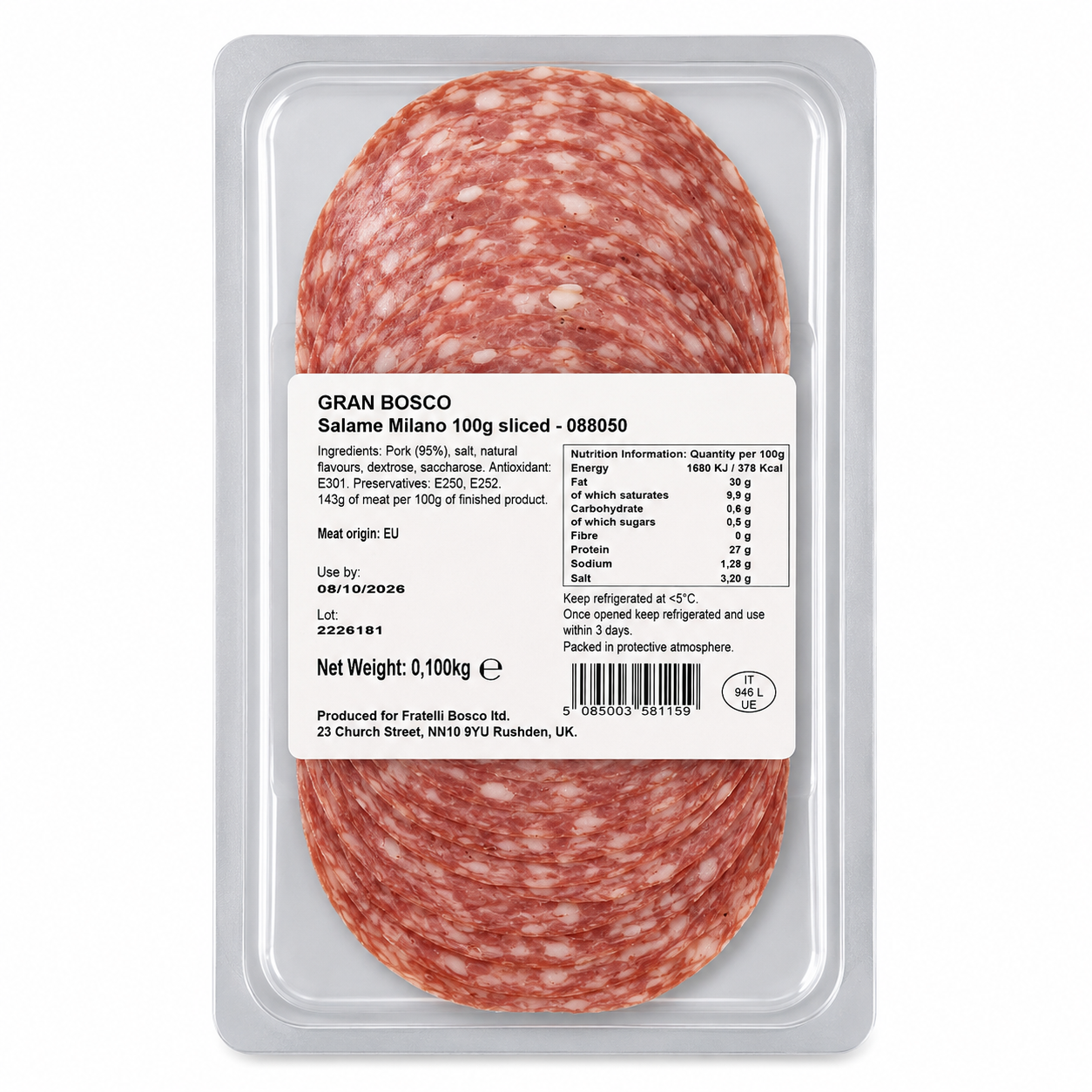 Italian Salami Milano – Authentic Italian Sliced Salami 100g