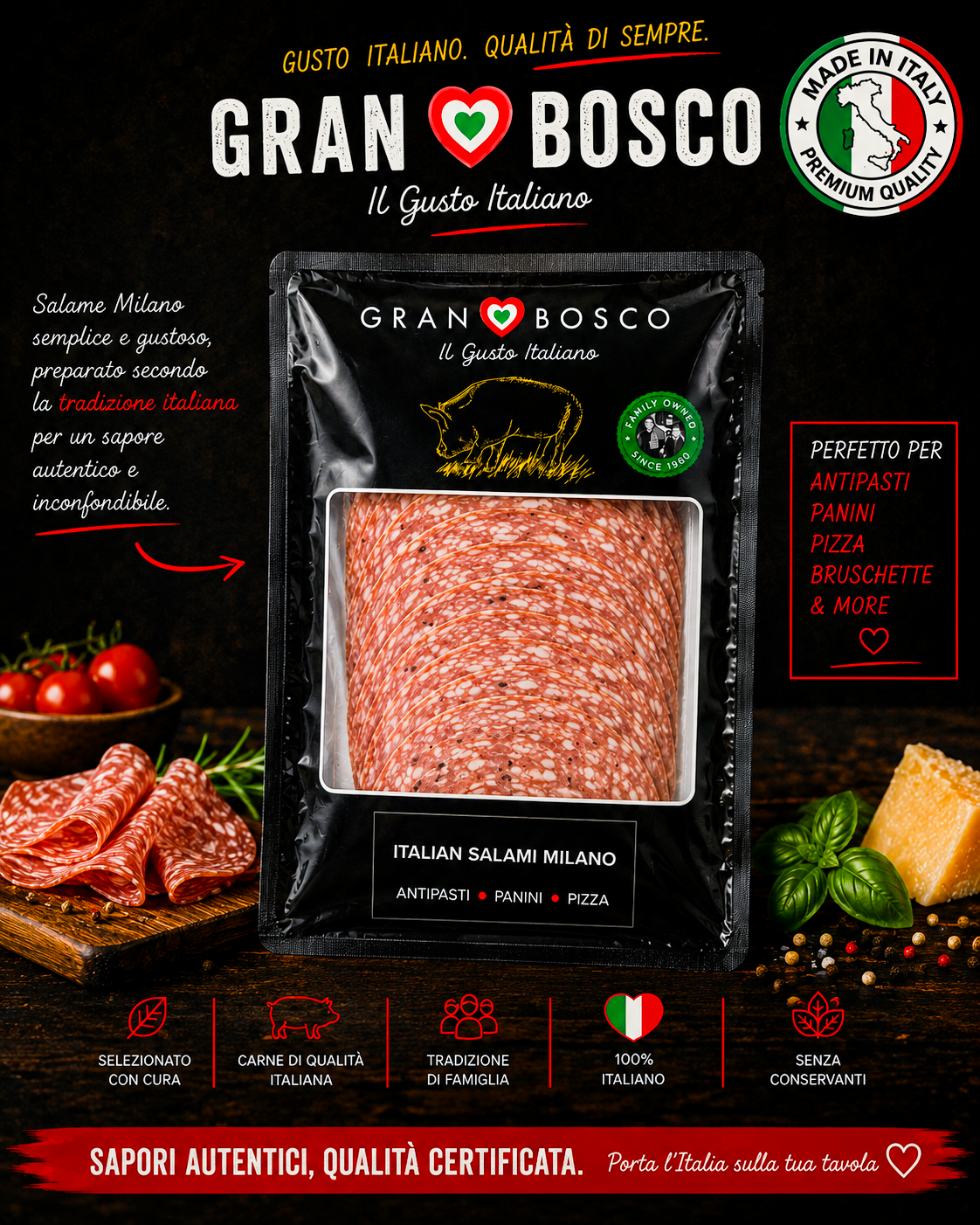 Italian Salami Milano – Authentic Italian Sliced Salami 100g