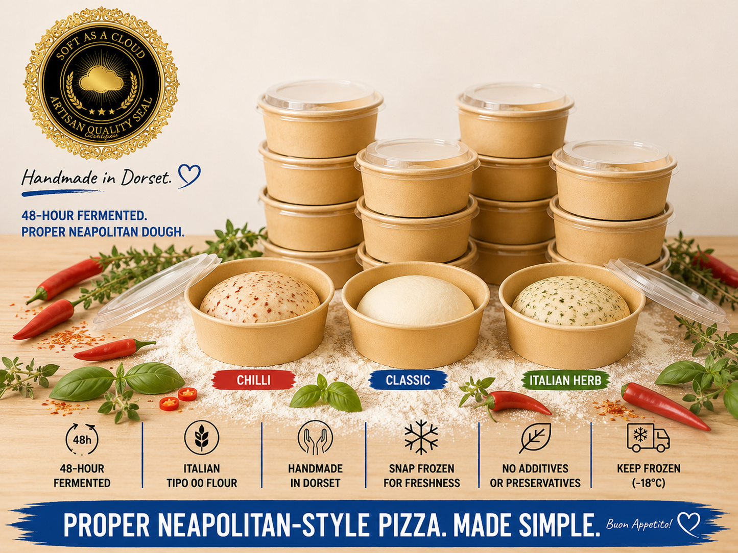 Mixed Neapolitan Pizza Dough Balls 24 Box| Triple Flavour Box